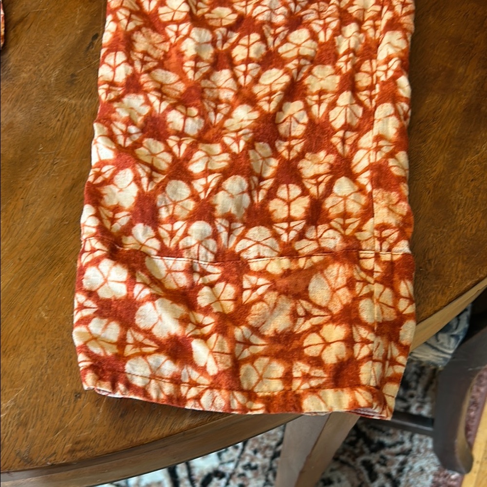 Faherty Orange And White Patterned Drawstring Ela… - image 2